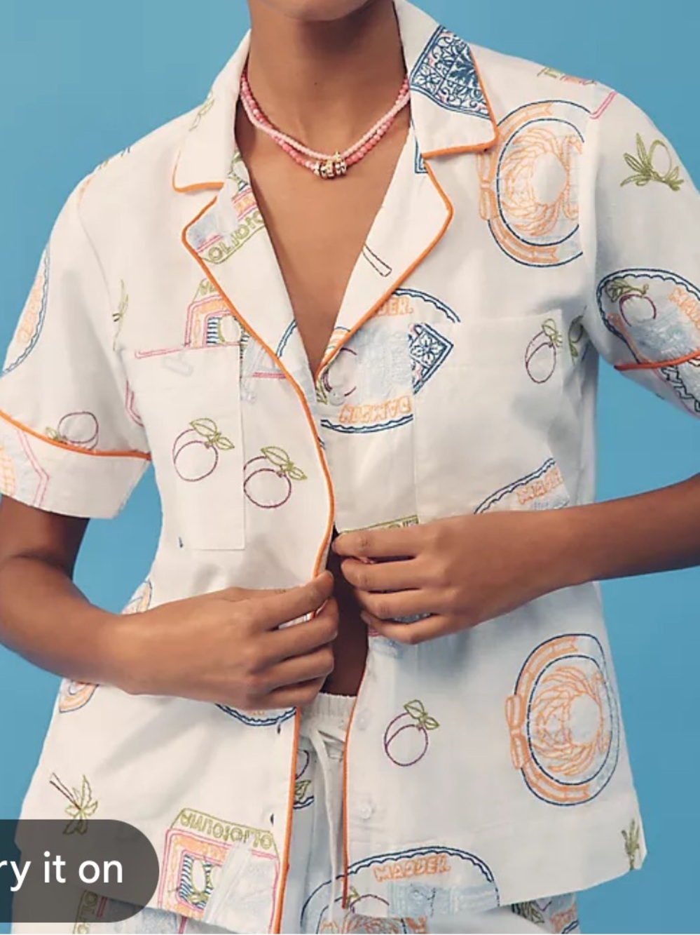 White Short-Sleeve Danson Madder Embroidered shirt 12